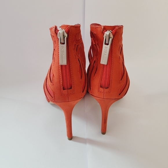 BCBGeneration Drita Red Suede Leather Laser Cut Zip Stilletto Heels - Picture 6 of 10
